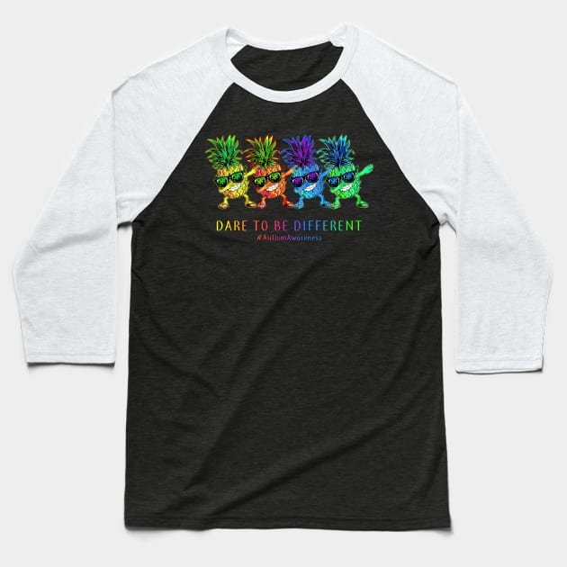 Pineapple Dab Autism Awareness Baseball T-Shirt by Rumsa